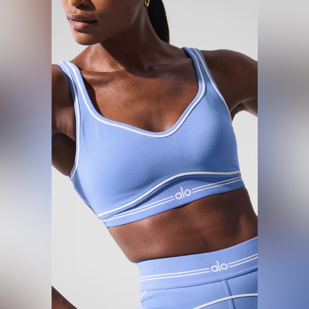 Alo Airbrush Heart Throb Bra Crystal Clear Blue